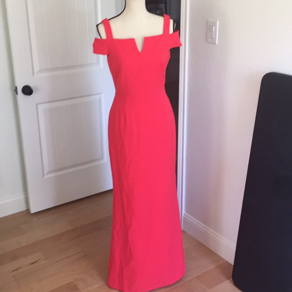 Tahari Orange Coral Pink Dress Sz 4